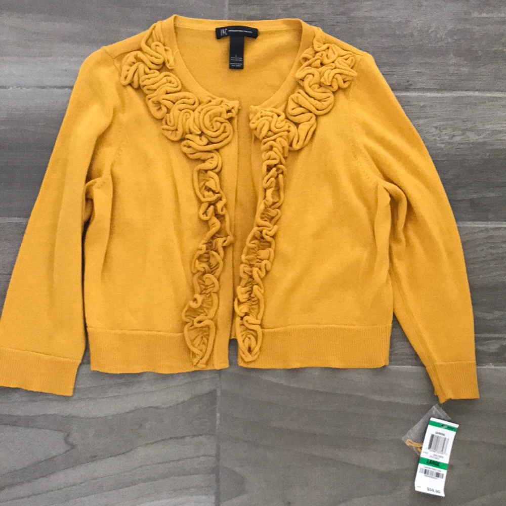 INC Mustard yellow crop sweater